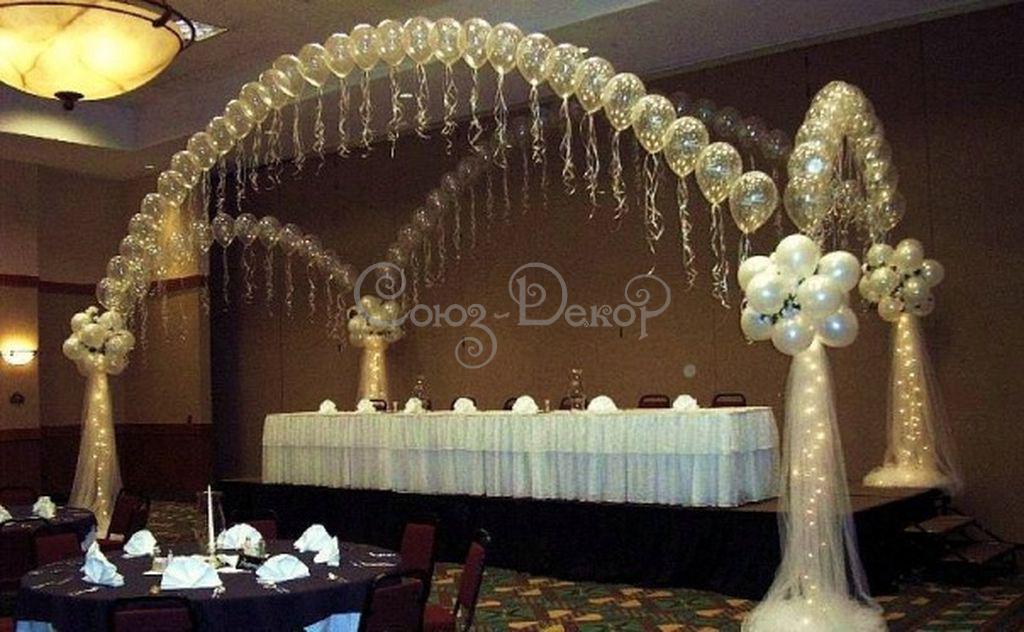 Арка из воздушных шаров - свадебное украшения зала